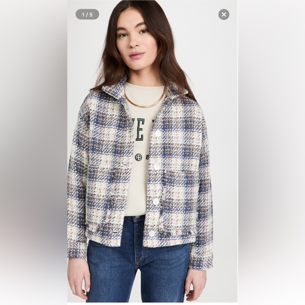 NWOT BLANK NYC One in a Lifetime Cropped Plaid Tweed Jacket Sz L